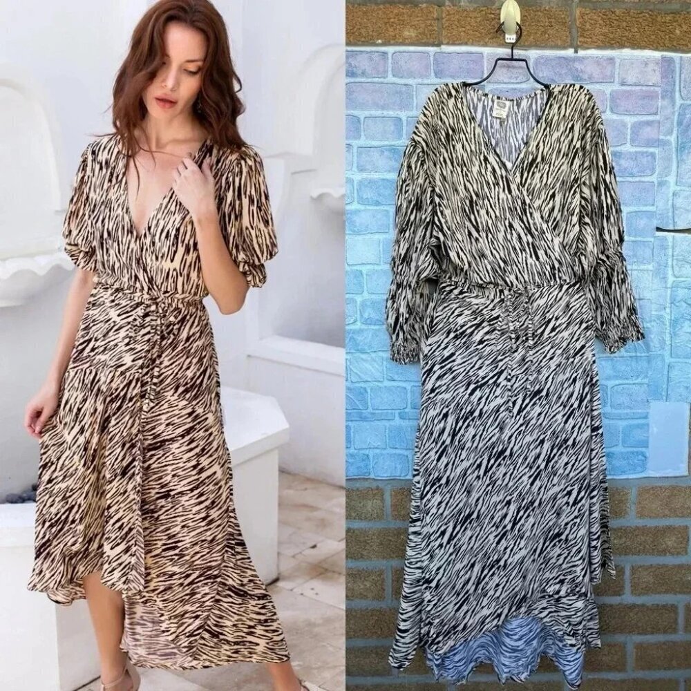 Bali Elf Set Sail Puff Sleeve Wrap Dress Xxxl — image 2 of 8